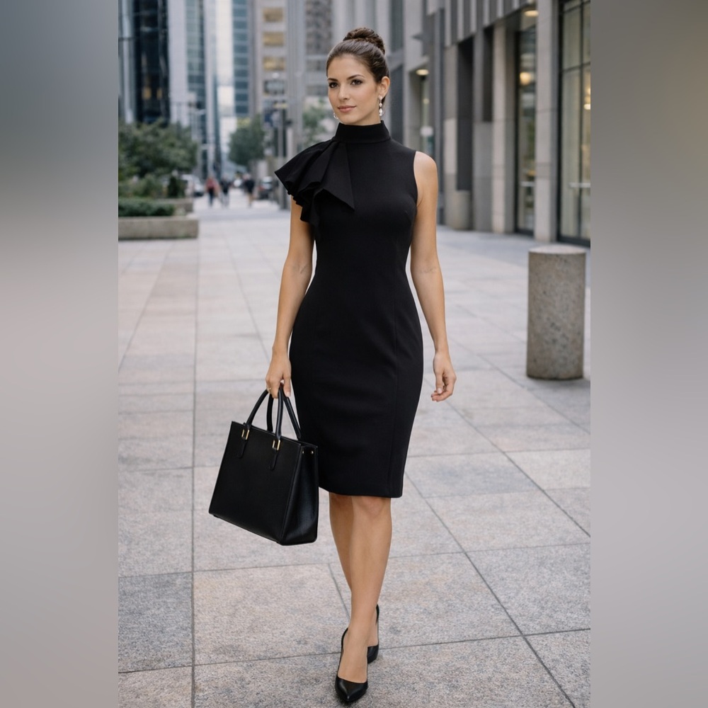 Fashion Nova Black Ruffle-Shoulder Bodycon Dress🔥🖤